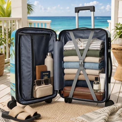 World Traveler Chariot Beach Pups Dog Lover 20-Inch Carry-On Hardside Expandable Spinner Luggage with TSA Lock