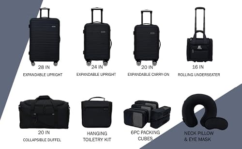 Travelers Club 14 Piece Riddock Luggage and Travel Accessories Set, Black