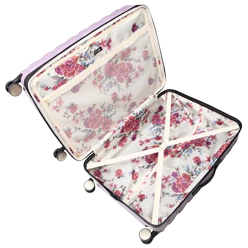 Jessica Simpson Taffeta 28" Expandable 8-Wheel Spinner Large Checked Luggage Suitcase, Dusty Orchid