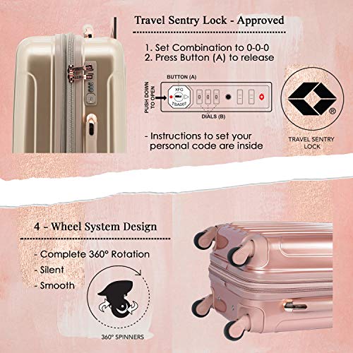 kensie 20" "Alma" Carry-On TSA-Lock Spinner Luggage, Rose Gold