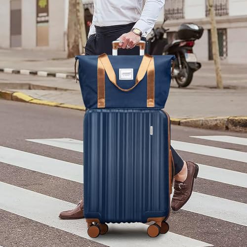 LARVENDER Luggage Set 6 Piece Large Suitcases with Wheels, Suitcase Set ABS Hard Shell Luggage Sets with Spinner Wheels, Carry On Luggage TSA Lock Travel Luggage for Men Women(Navy Blue)