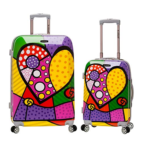 Rockland Departure Hardside 2 Piece Spinner Wheel Luggage, (20"/28"), Heart