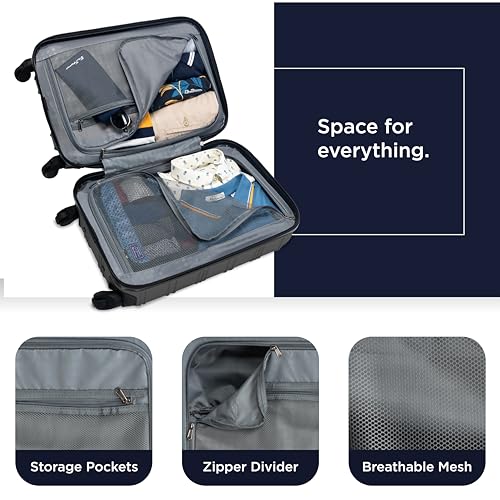 Ben Sherman Nottingham Lightweight Hardside 4-Wheel Spinner Travel Luggage, Charcoal, 24-Inch Checked