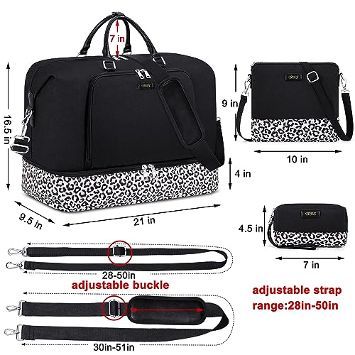 Travel Weekender Bag for Women, 21" Overnight Bag with Shoe Compartment 50L Large Travel Duffel Bag Carry On Tote for Weekend, Overnight, Business Trips, Water Resistant
