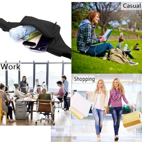 ZMD Small Hip Pack for Men & Women, Crossbody Belt Fanny Pack Sports Hiking Waist Bag Fits All Phones with 3-Zipper Pockets, Hip Bum Bag for Casual Workout Outdoors Running Walking Traveling, Black