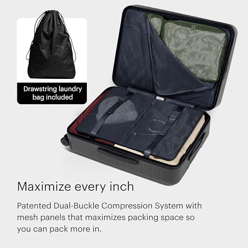 Away Medium Checked Luggage - 26-Inch Lightweight Hardside Suitcase with Custom WhisperGlide 360° Wheels, Interior Compression System, TSA-Accepted Lock - Jet Black