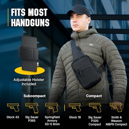 M-Tac CCW Sling Bag for Men & Women - EDC Shoulder Bag Tactical - Crossbody Concealed Carry Bag - Mens Chest Pack (Black)