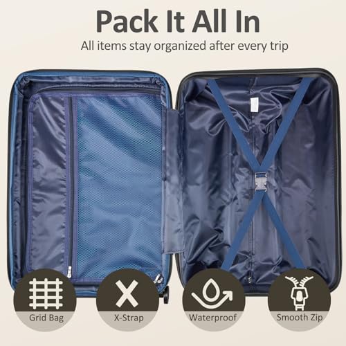 VIVIcity Cheetah Print Carry on Luggage 22x14x9 Airline Approved, Expandable 20 Inch Hardside Suitcase with Wheels TSA Lock, PC+ABS Lightweight Carry on Suitcases for Women