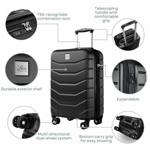 Skyway Luggage Silverton Hardside Collection – Lightweight Durable Suitcases with Wheels, Expandable Luggage for Travel Essentials with TSA Lock, 28-inch Large Checked, Black