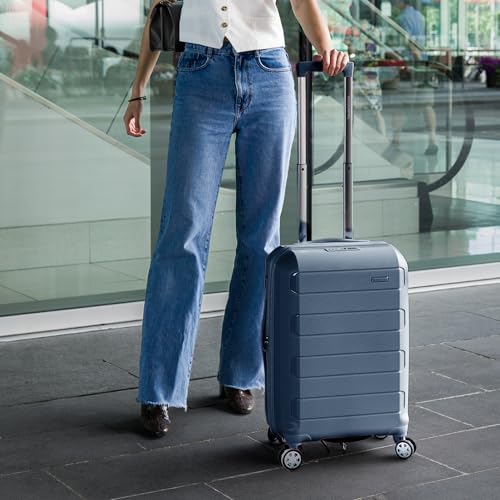 Traveler's Choice Pagosa Hardshell Expandable Luggage with Spinner Wheels, Slate Blue, 2-Piece Set (22/27)