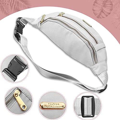 6 Pcs Fanny Pack Waterproof Waist Pack for Women 5.51 x 11.81 Inch Crossbody Belt Bag with Adjustable Strap Zipper Pockets for Festival Sports Traveling Running Phone, 6 Colors