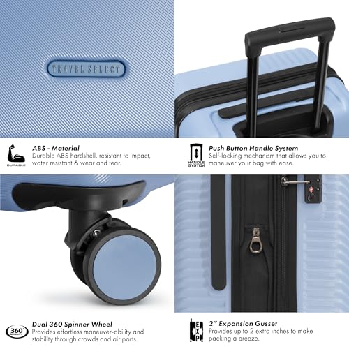 Travel Select Bridgetown Hardside Expandable Luggage w/TSA Lock, Light Blue, 21-Inch Carry-on