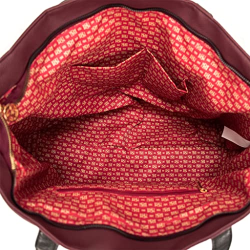 Badgley Mischka Merlot Rose XL Vegan Leather Weekender Duffel Bag