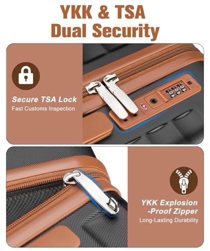 Velaybor 3 Piece Luggage Set with Travel Backpack, 20” PC Hardside Suitcase with Spinner Wheels, Flight Approved Carry On Luggage with YKK Zippers & TSA Lock