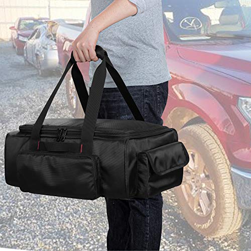samdew Underseat Storage Bag Fit for SuperCrew Cab, Truck Under Seat Organizer with 1 Detachable Inner Divider & Anti-Slip Bottom for Full Size Trucks, Black