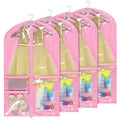 Univivi Dance Costume Bags Garment Bag 40 Inch Hanging Clothes for Dance Competitions, with 3 Medium Clear Zipper Pockets for Dance Costumes, Closet Storage (Pink) - 4 Pack