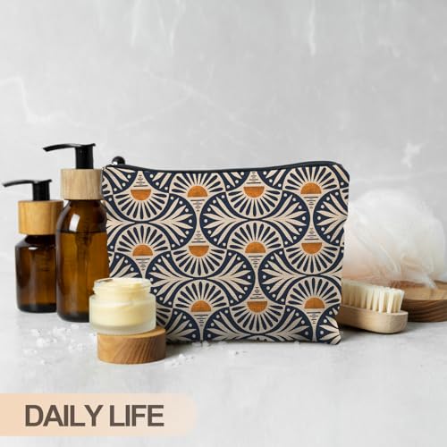 RYYCDOI Boho Makeup Bag Gifts for Women, Sunset Leaf Aesthetic Makeup Pouch