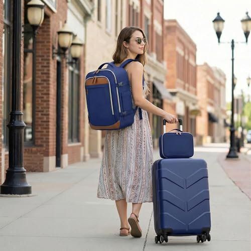 TILYMOL Expandable Luggage Set with Backpack - 21In Suitcase with TSA Lock & Spinner Wheels, Lightweight PP Hardshell Travel Luggage for Men Women, Blue