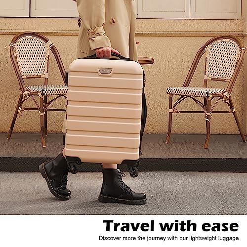 Coolife Luggage 3 Piece Set, Lightweight Durable Hardshell Suitcase set with 360° Spinner Wheels, TSA-approved Lock, Checked Family Travel Luggage sets, 20/24/28 Inch, Apple Green