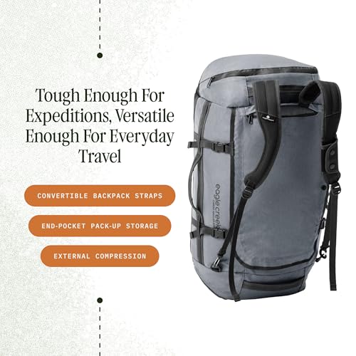 Eagle Creek Cargo Hauler Duffel Bag - Carry-On Duffel Bag for Travel - Easy Access Compartments - Lockable Zipper Opening - Water Resistant - Charcoal - 60L