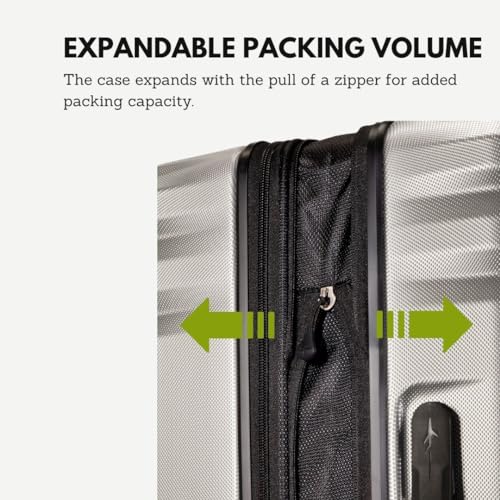 Skyway Nimbus 4.0 Expandable, Durable Hardside, 4 Wheel Spinner, Lightweight Suitcase, Unisex, Stylish, Shiny Silver, Checked-Large 28-Inch