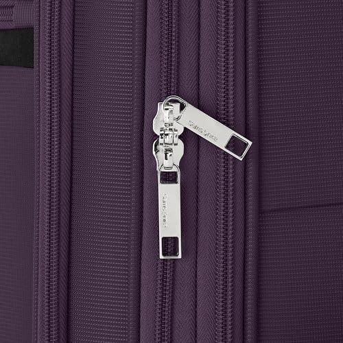 Samsonite Soft-Sided 29-Inch Lightweight Large Checked Expandable Element Suitcase: Durable, 360° Spinner Wheels, Adjustable Telescopic Handle, 2 Front & 1 Side Pocket- Purple
