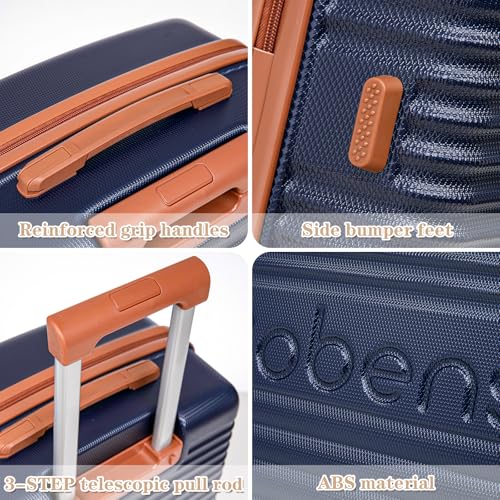 Cobens 5 Piece Luggage Sets with Spinner Wheels and Tsa Lock, Hardshell ABS Suitcase Set, Lightweight Hardside Waterproof Travel Suitcases for Men Women, 20", 24", 28" DarkBlue
