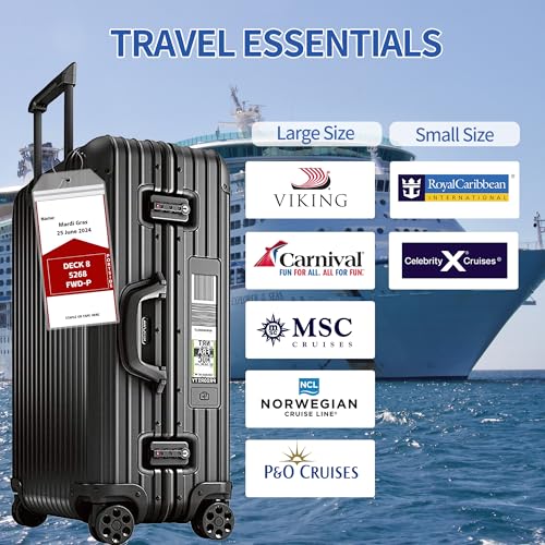6 Pack Luggage Tags Travel Essentials & Cruise Essentials for NCL, Princess, Carnival, Royal Caribbean & Celebrity Cruise Ships by SEAVILIA