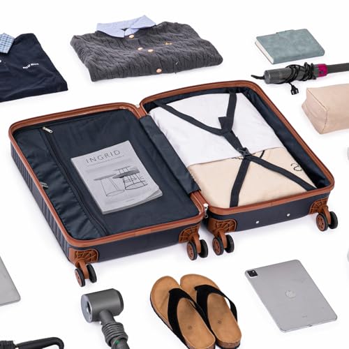 Cobens 5 Piece Luggage Sets with Spinner Wheels and Tsa Lock, Hardshell ABS Suitcase Set, Lightweight Hardside Waterproof Travel Suitcases for Men Women, 20", 24", 28" DarkBlue