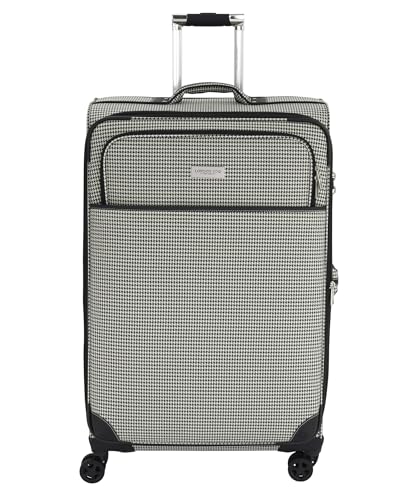 London Fog Cambridge 29" Expandable Spinner Softside Suitcase, Black White Houndstooth