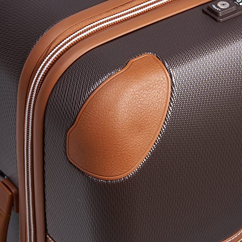 DELSEY PARIS Chatelet Air 2.0 Checked Suitcase 24 Inch Medium, Hardside Polycarbonate Luggage, Dual-Density Spinner Wheels, TSA Lock, Chocolate Brown