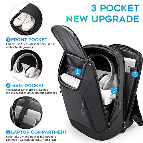 BANGE Business Smart Backpack Waterproof fit 15.6 Inch Laptop Backpack with USB Charging Port,Travel Durable Backpack