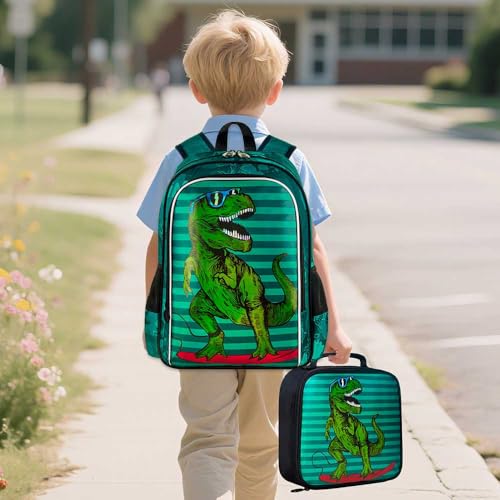 AGSDON 5 Piece Kids Luggage Set for Boys, Cute Rolling Wheels Suitcase for Toddler, Children Travel Carry on Suitcase-Dinosaur