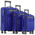 SHOWKOO Luggage Sets 3 Piece Softside Expandable Lightweight Durable Suitcase Sets Double Spinner Wheels TSA Lock Royal Blue (20in/24in/28in)