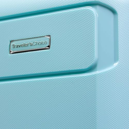 Traveler's Choice Pagosa Hardshell Expandable Luggage with Spinner Wheels, Baby Blue, 26-Inch Medium