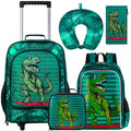 gxtvo 5PCS Kids Luggage Set with Wheels for Boys, Cool Dinosaur Rolling Carry-On Suitcase for Toddler Children