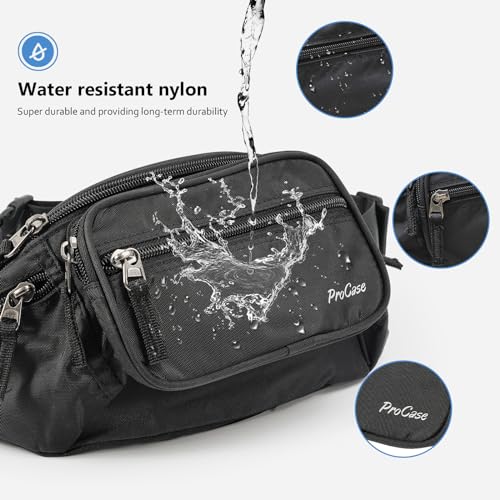 ProCase Fanny Pack Waist Packs for Men Women, Waist Bag Hip Pack for Travel Hiking Running Outdoor Sports -Black, Medium