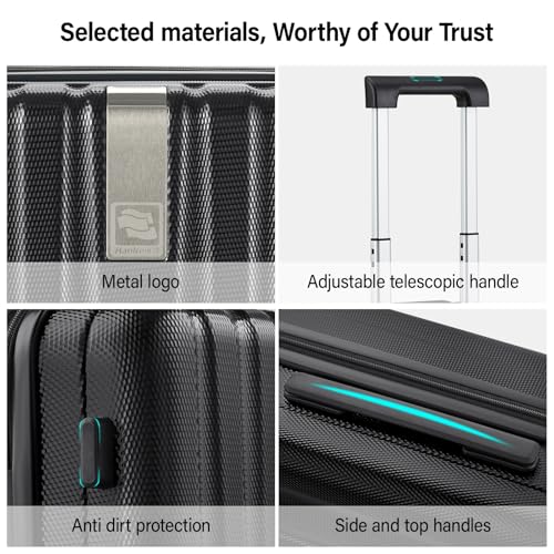 Hanke Hardshell Luggage Sets 3 Piece Extra Large Suitcases with Lock,28 Inch Luggage with Spinner Wheels, PC Travel Suitcase for Women Men 20 24 29Inch,Jet Black