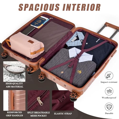 Cosbarn Luggage Sets 5 Piece Suitcases with Wheels, Suitcase Sets ABS Hard Case Luggage with TSA Lock Durable Carry-on Luggage with Spinner Wheels Travel Suitcase for Men Women