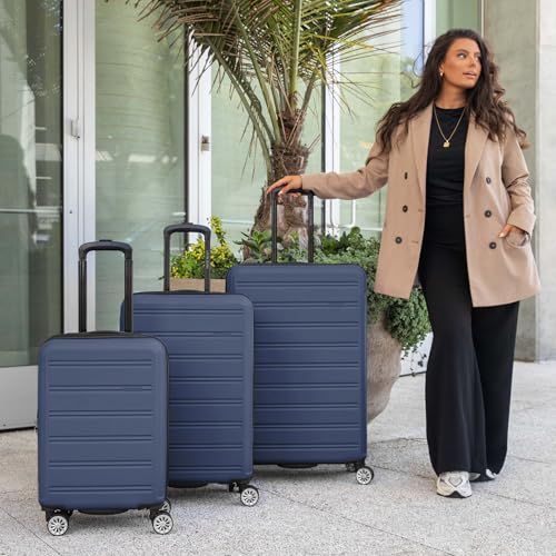 Travel Select Snowcreek Hardside Expandable Spinner Luggage Set w/USB Port, Navy, 2-Piece