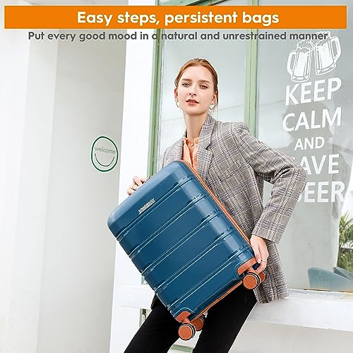 Joyway 20 Inch Carry On Luggage with TSA Lock, Durable Hardshell Suitcase for Travel, Unisex Checked Set for Men and Women Dark Blue