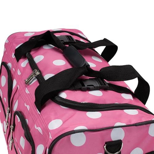 Rockland 22" Polyester Rolling Duffel Bag, Pink Dot