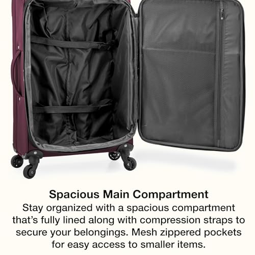 U.S. Traveler Anzio Softside Expandable Luggage with Spinner Wheels, Burgundy, 3-Piece Set (22/26/30)
