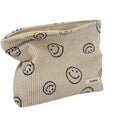 Gardsell Cosmetic Bags for Women - Corduroy Cosmetic Bag Aesthetic Women Handbags Purses Smile Dots Makeup Organizer Storage Makeup Bag Girls Case Bags (A-Beige)