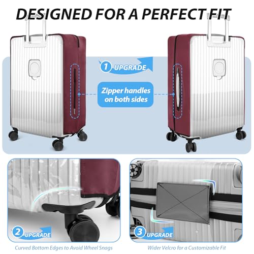 Linpr Transparent PVC Suitcase Cover, No Disassembly Required Clear Luggage Cover, Waterproof Travel Wrap Luggage Protectors (34, Red)