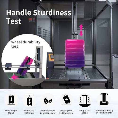 Merax Luggage Sets 3 Piece, Hardside Expandable Suitcase Set with Spinner Wheels, Lightweight Gradient Color Luggage 20+24+28 IN, Purple and Pink