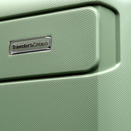 Traveler's Choice Pagosa Hardshell Expandable Luggage with Spinner Wheels, Green, 2-Piece Set (22/27)