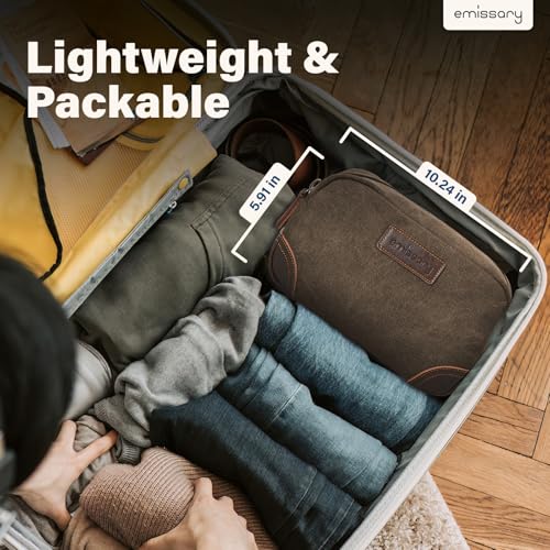 emissary Men's Toiletry Bag, Leather and Canvas Travel Toiletry Bag, Dopp Kit for Men, Travel Bathroom Bag Men's Shaving Kit, Travel Kit Small Bags for Men, Shaving Bag for Travel Accessories (Coffee)