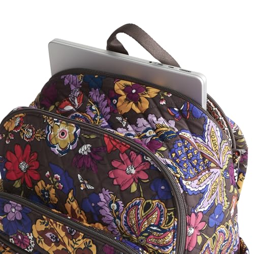 Vera Bradley Women's Premium Cotton Bancroft Backpack, Colorful Bouquet, One Size
