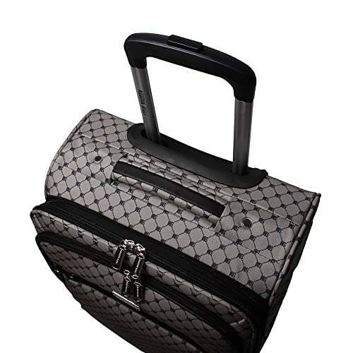 Steve Madden Designer Luggage Collection - 3 Piece Softside Expandable Lightweight Spinner Suitcase Set - Travel Set includes 20 Inch Carry on, 24 Inch & 28-Inch Checked Suitcases (Noble Black/Grey)
